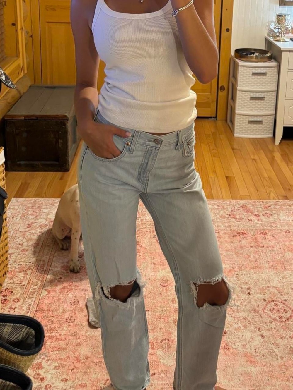 Levi's Light Blue Distressed Flare Jeans